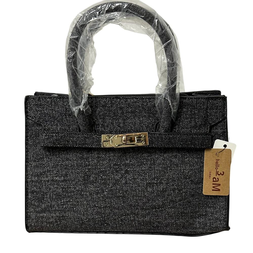 NWT Hello 3am Women’s Denim Handbag or Crossbody In Black or Blue, Your Choice